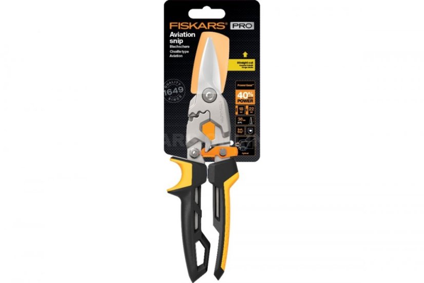 Převodové nůžky na plech Fiskars PowerGear přímé