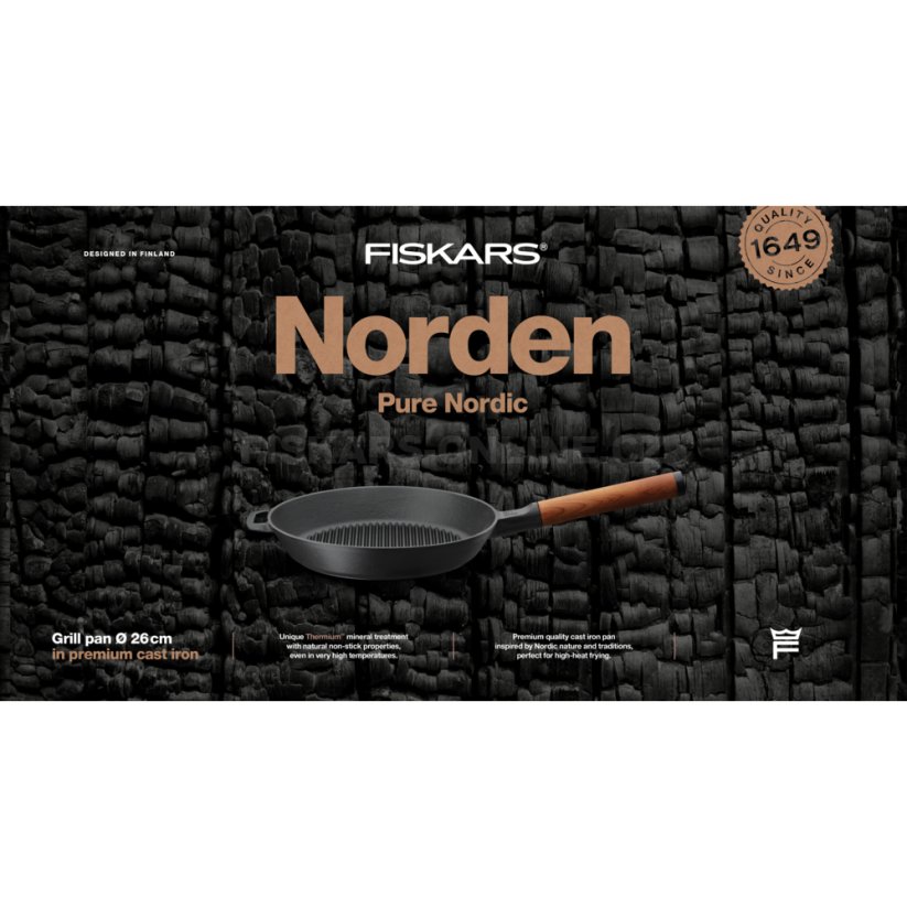 Grilovací litinová pánev Fiskars Norden 26 cm