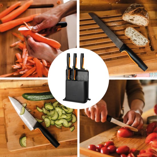 Plastový blok s piatimi nožmi Fiskars Functional Form™