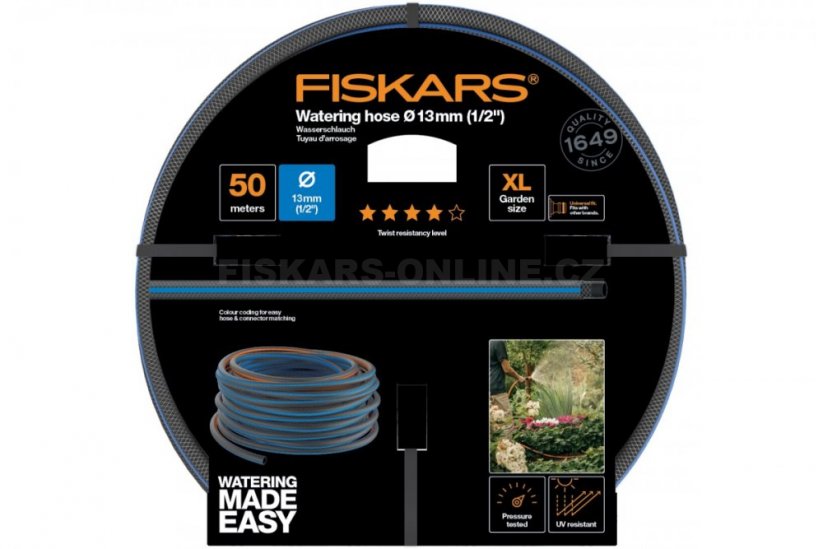 Zavlažovací hadice Fiskars 1/2" 50m, odolnost Q4