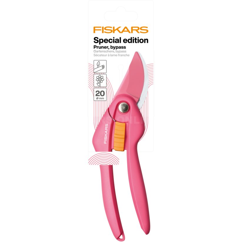 Dvoučepelové zahradní nůžky Fiskars P26 červené