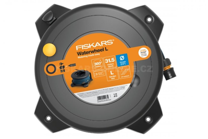 Buben s hadicí L Fiskars Solid 1/2" dosah 31,5 m