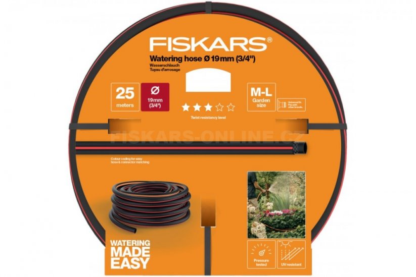 Zavlažovací hadice Fiskars 3/4" 25m, odolnost Q3