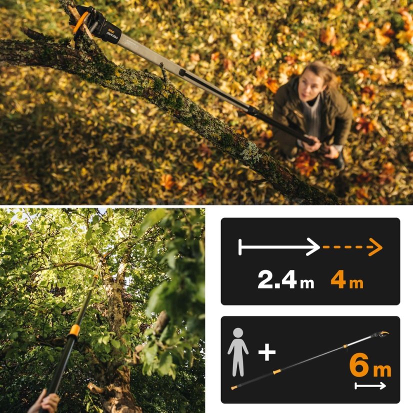 Set teleskopické nůžky na větve Fiskars UPX86 s pilkou
