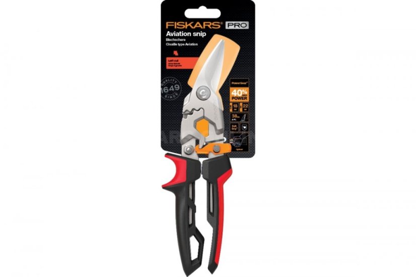 Převodové nůžky na plech Fiskars PowerGear levé