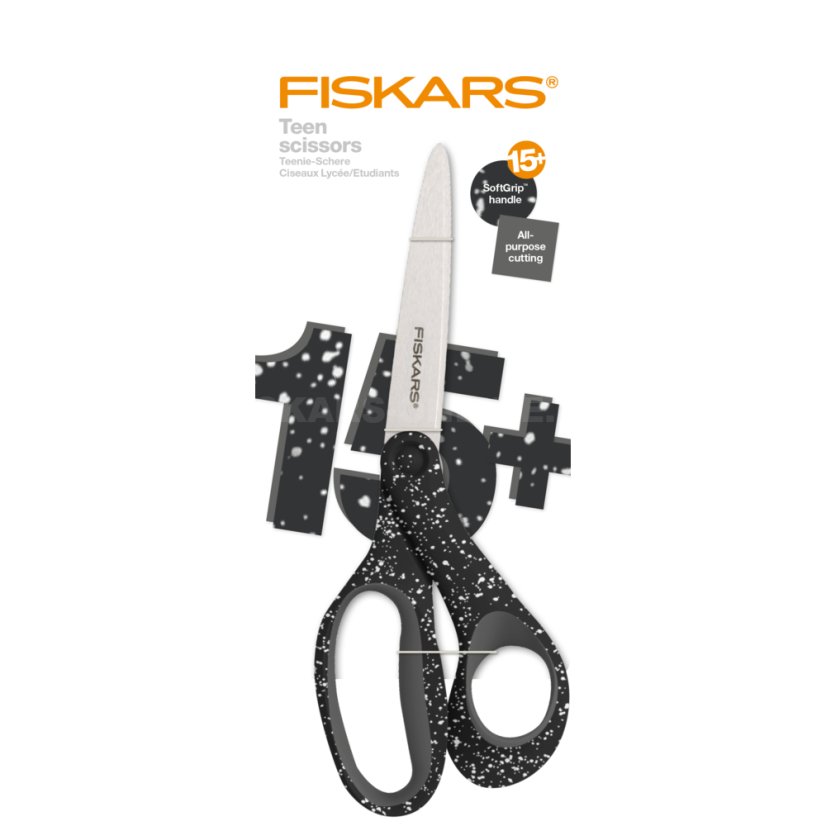 Nůžky pro teenagery Fiskars 20 cm (15+), kropenatá černá