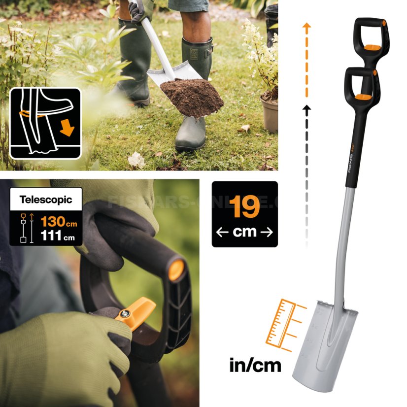 Teleskopický rovný rýč Fiskars Xact