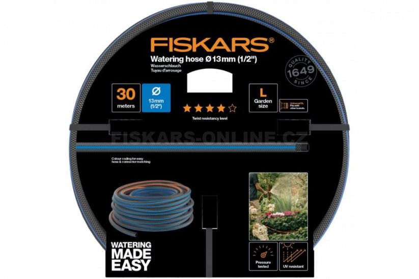 Zavlažovací hadice Fiskars 1/2" 30m, odolnost Q4