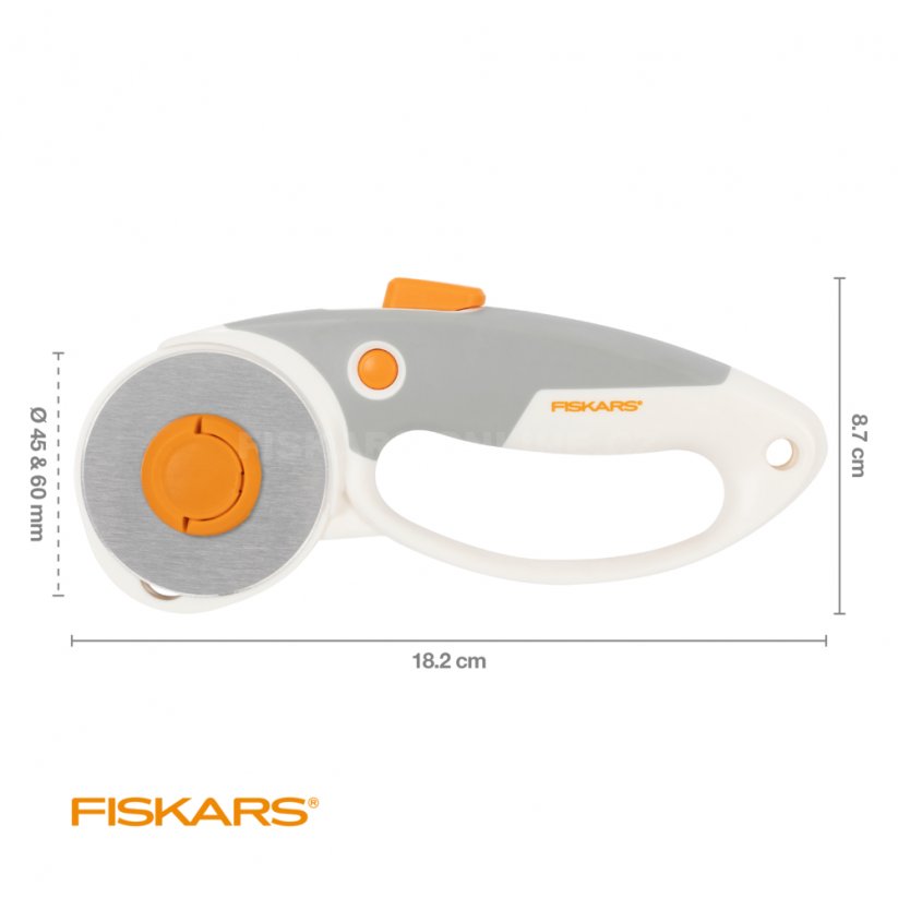 Řezací kolečko na látku Fiskars, dvě čepele 45 a 60 mm