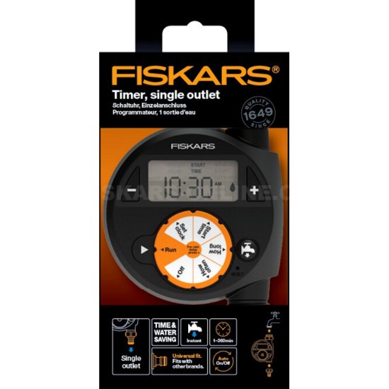 Zavlažovací časovač Fiskars, jeden výstup