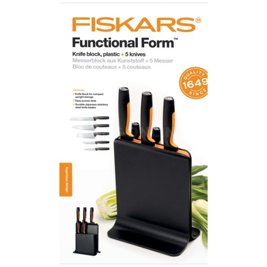 Plastový blok s piatimi nožmi Fiskars Functional Form™