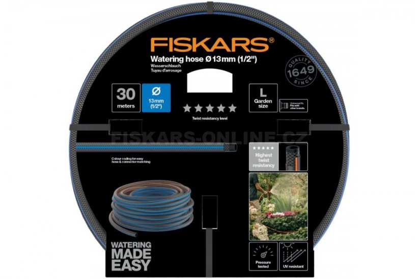 Zavlažovací hadice Fiskars 1/2" 30m, odolnost Q5
