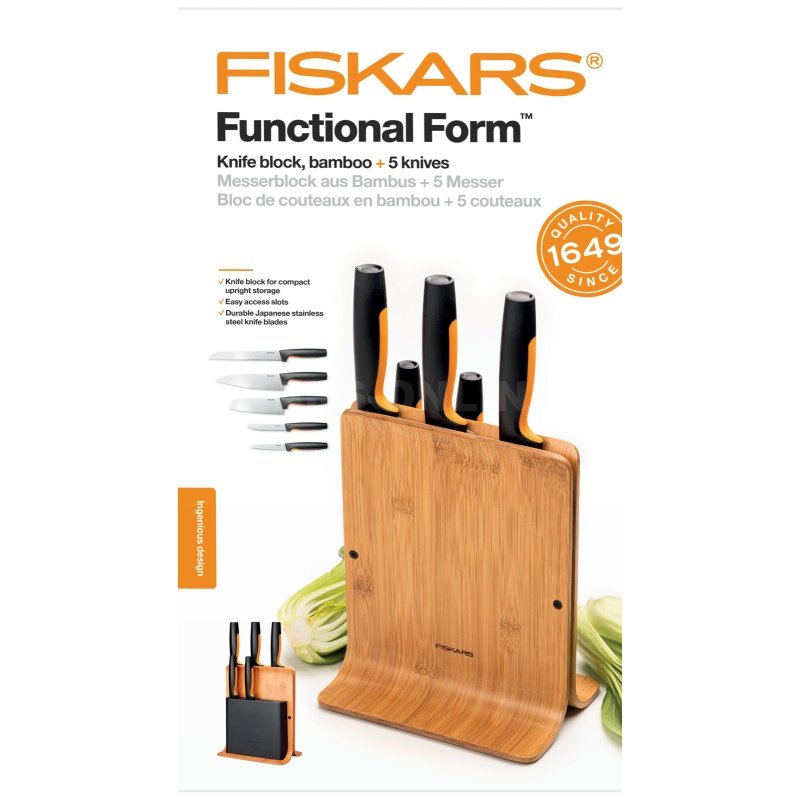 Bambusový blok s pěti noži Fiskars Functional Form™