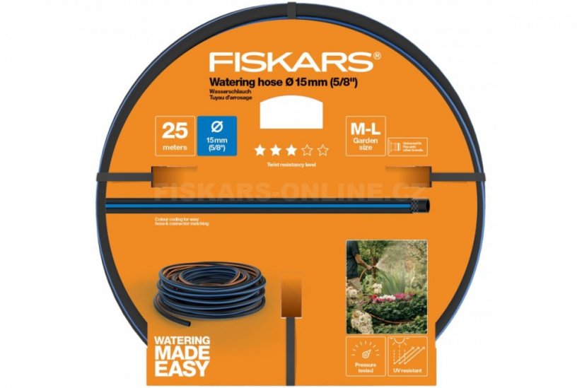 Zavlažovací hadice Fiskars 5/8" 25m, odolnost Q3