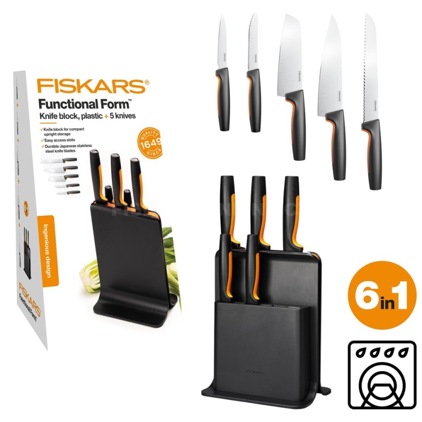 Plastový blok s pěti noži Fiskars Functional Form™