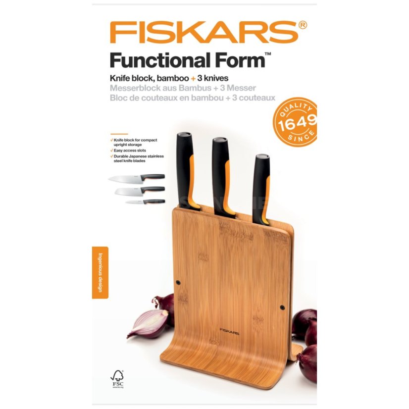 Bambusový blok se třemi noži Fiskars Functional Form™