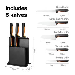Plastový blok s piatimi nožmi Fiskars Functional Form™