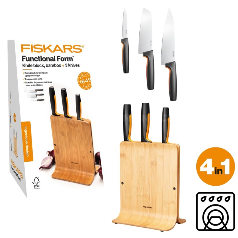 Bambusový blok se třemi noži Fiskars Functional Form™