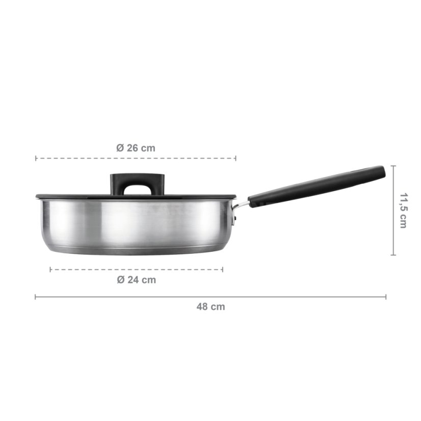 Pánev Fiskars Hard Face ocel s pokličkou 26 cm 1052248