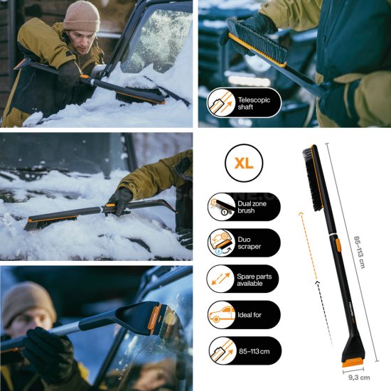 Teleskopická škrabka na ľad s metličkou Fiskars X-series™
