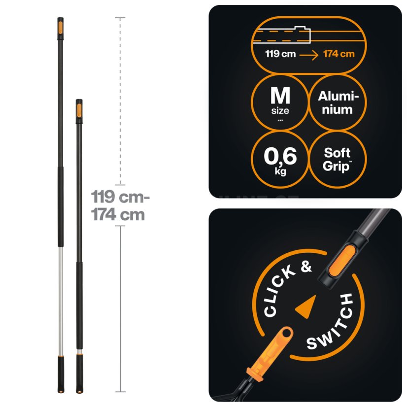 Teleskopická násada Fiskars OneClick M