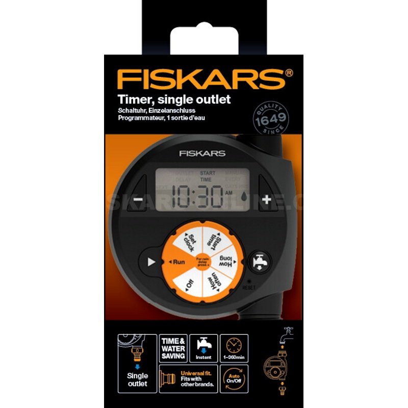 Zavlažovací časovač Fiskars, jeden výstup