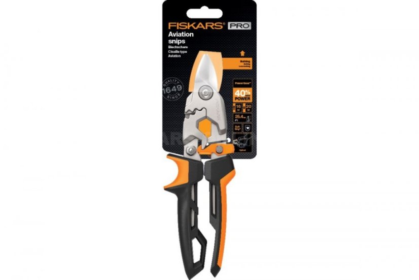 Převodové nůžky na plech Fiskars PowerGear, krátké ostří
