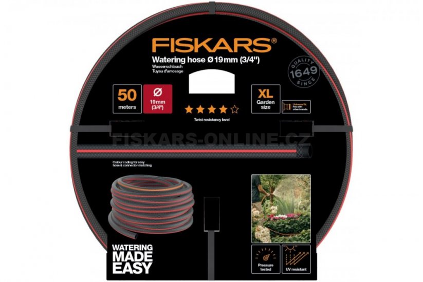 Zavlažovací hadice Fiskars 3/4" 50m, odolnost Q4